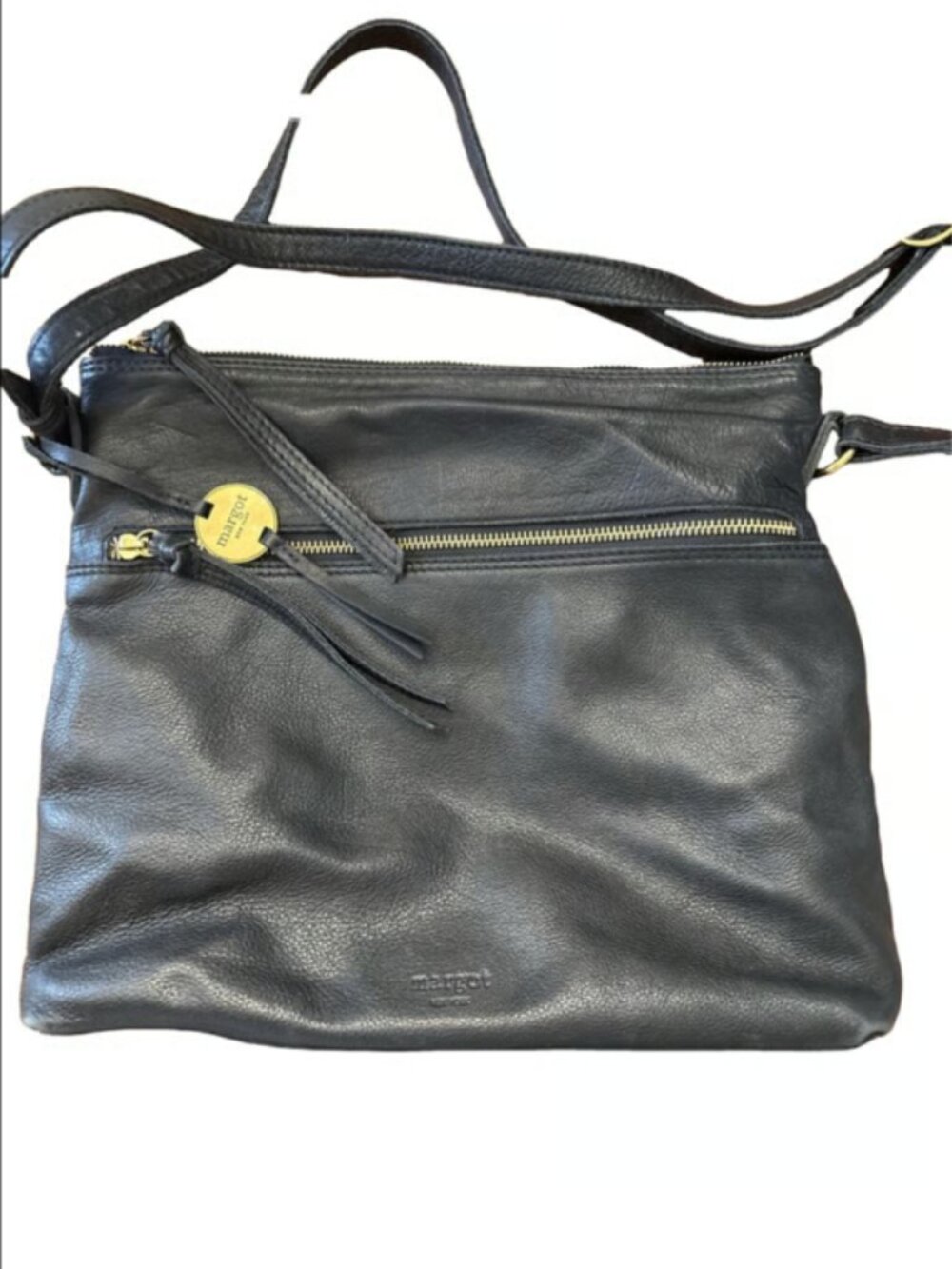 Women's Margot Black Leather Crossbody Bag Medium